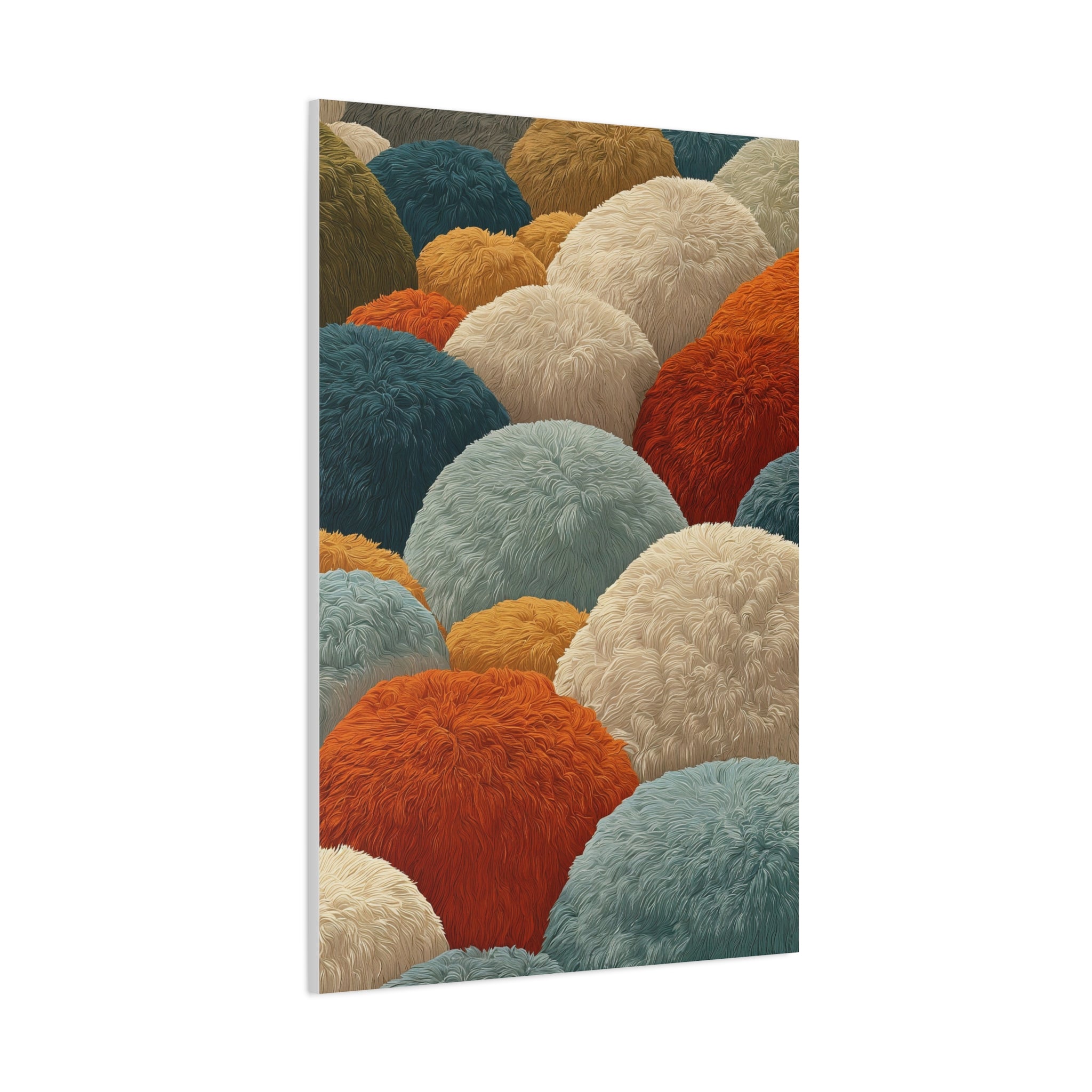 Cozy Pom-Pom Abstract Matte Canvas Art — Textured Colorful Wall Decor