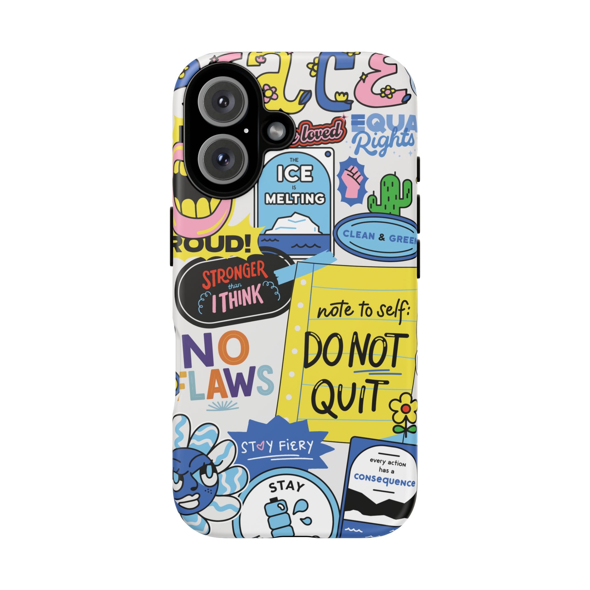Sticker Collage Phone Case — Motivational "Do Not Quit" Protective Cover