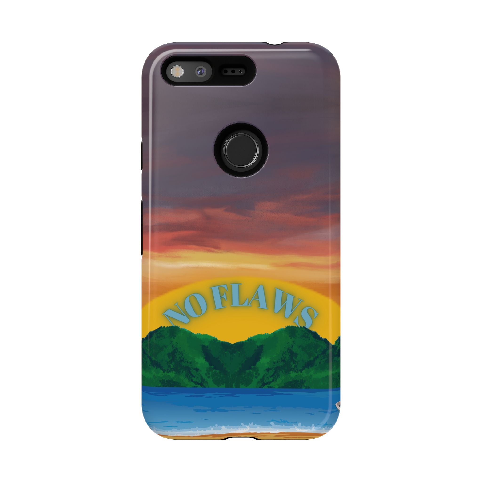 Sunset 'No Flaws' Tough Phone Case — Tropical Beach Protective Cover