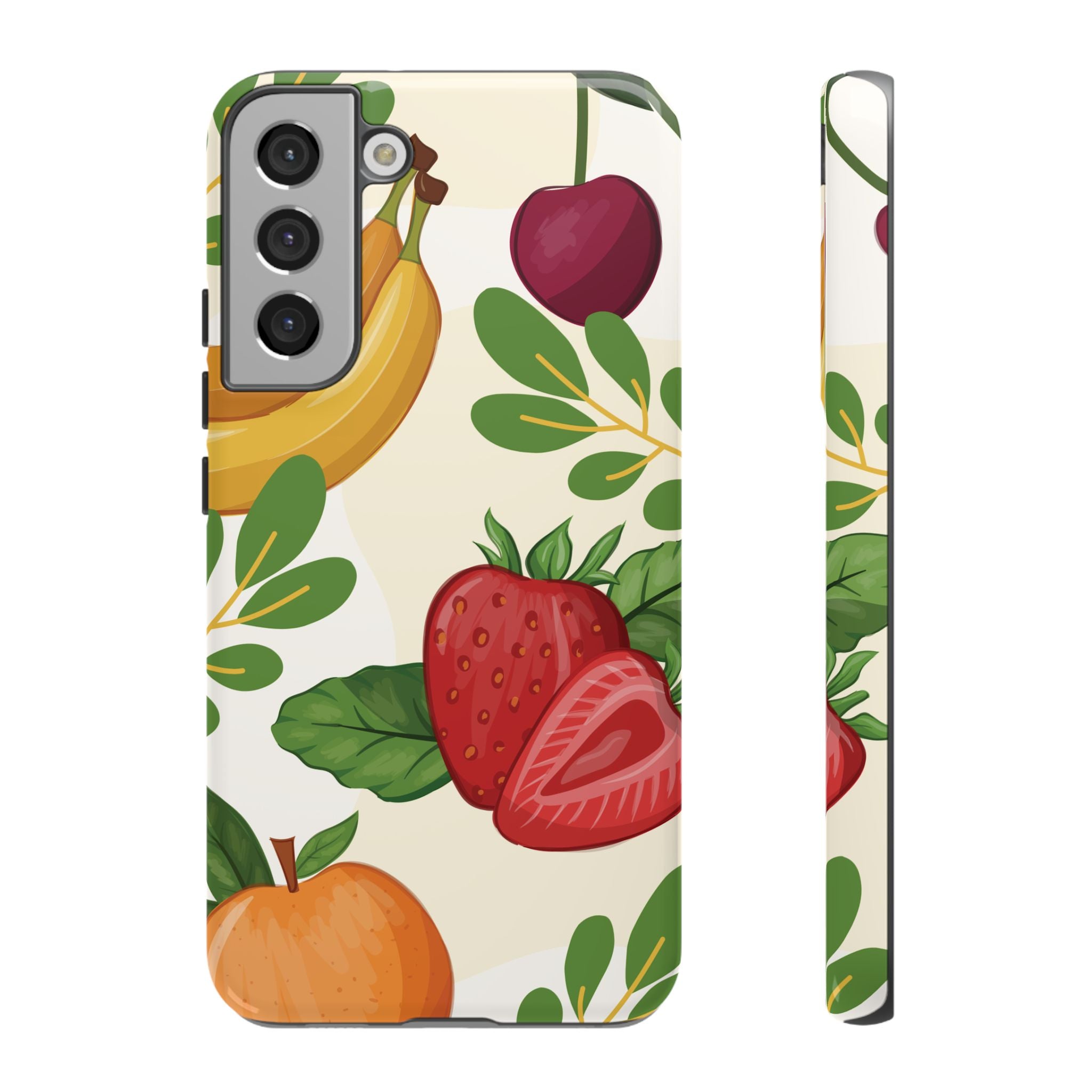 Fruit Pattern Tough Case — Floral Strawberry & Banana Phone Cover