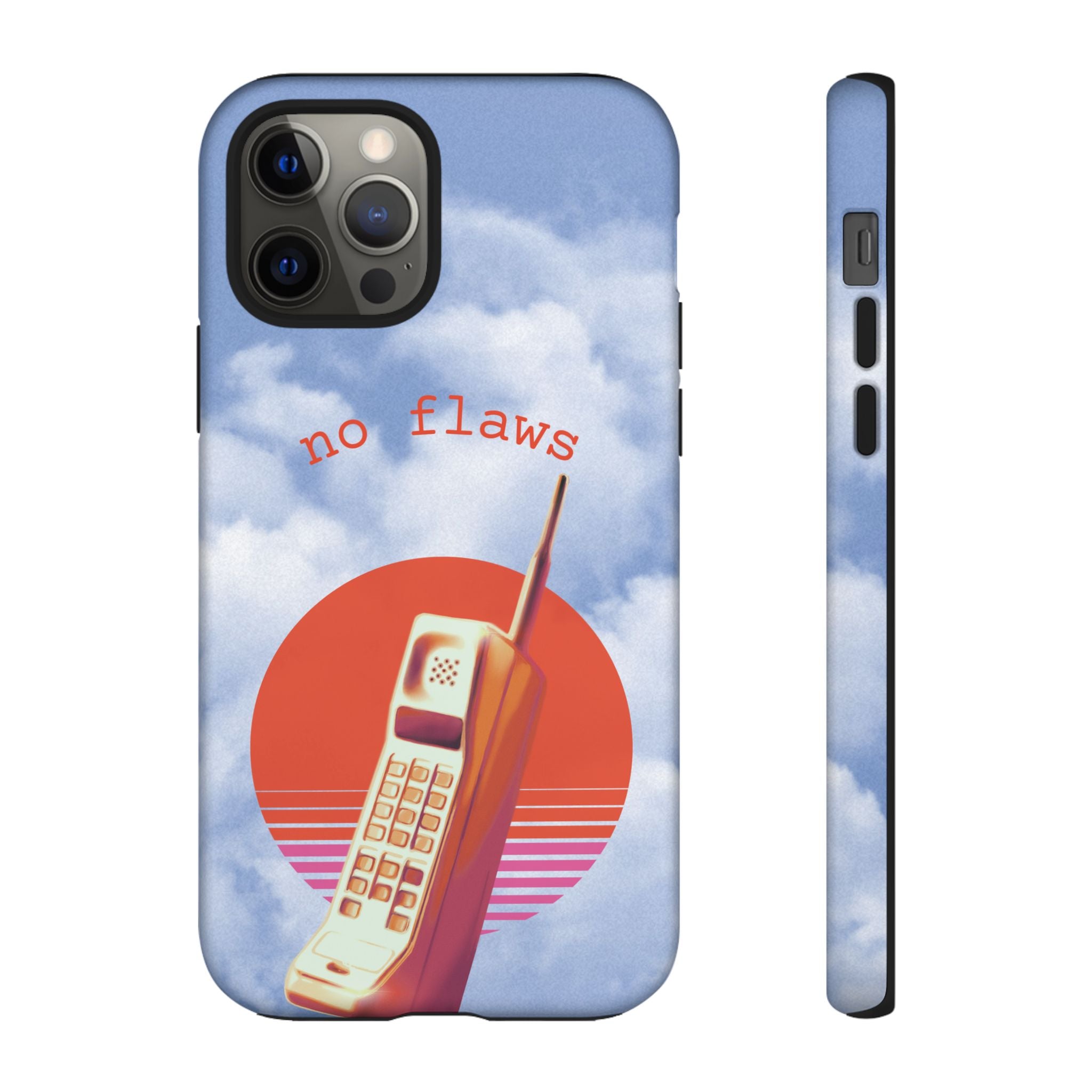 Retro “No Flaws” Phone Tough Case — Vintage 90s Aesthetic Protective Phone Case