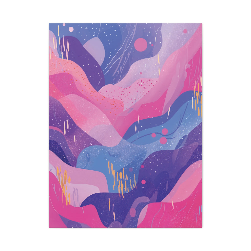 Pink Purple Abstract Wave Matte Canvas Wall Art - 1.25"