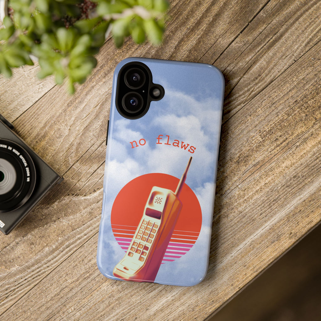 Retro “No Flaws” Phone Tough Case — Vintage 90s Aesthetic Protective Phone Case