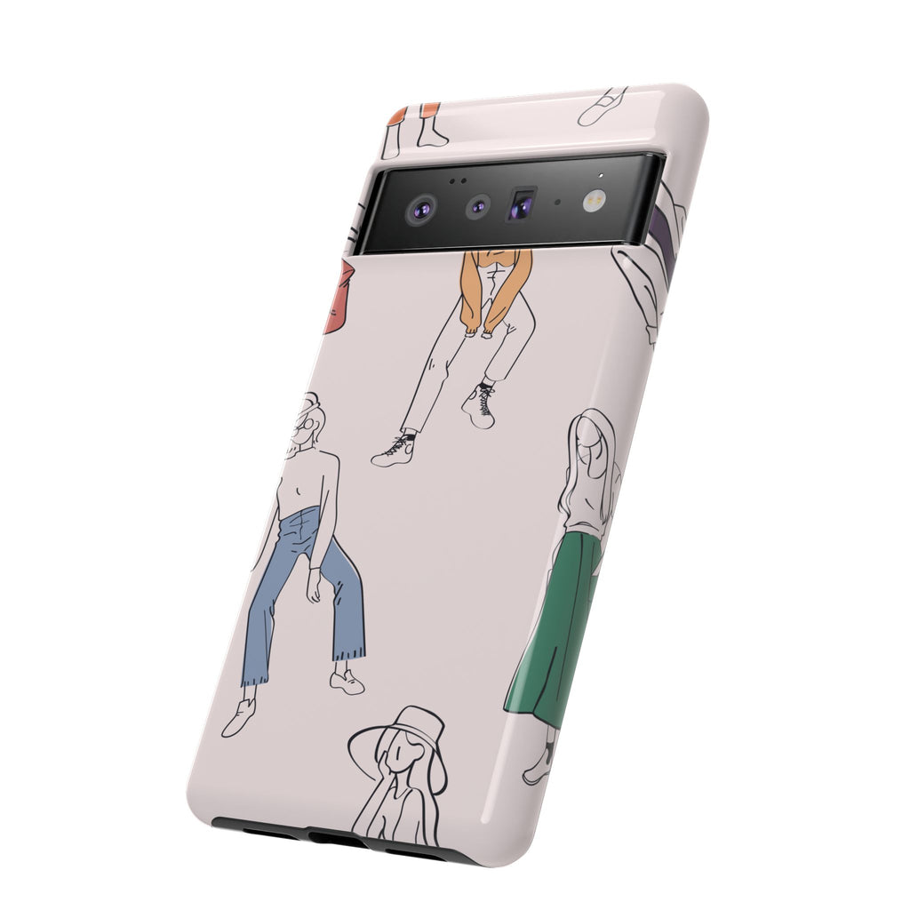 Dancing Women Pattern Phone Case — Chic Pastel Protective Phone Cover