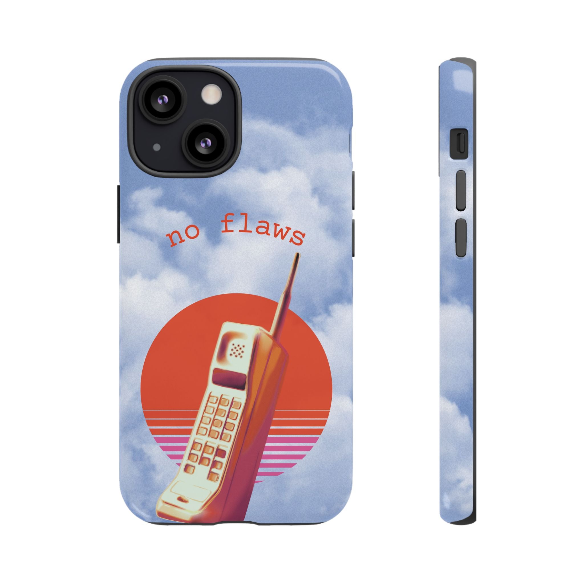 Retro “No Flaws” Phone Tough Case — Vintage 90s Aesthetic Protective Phone Case