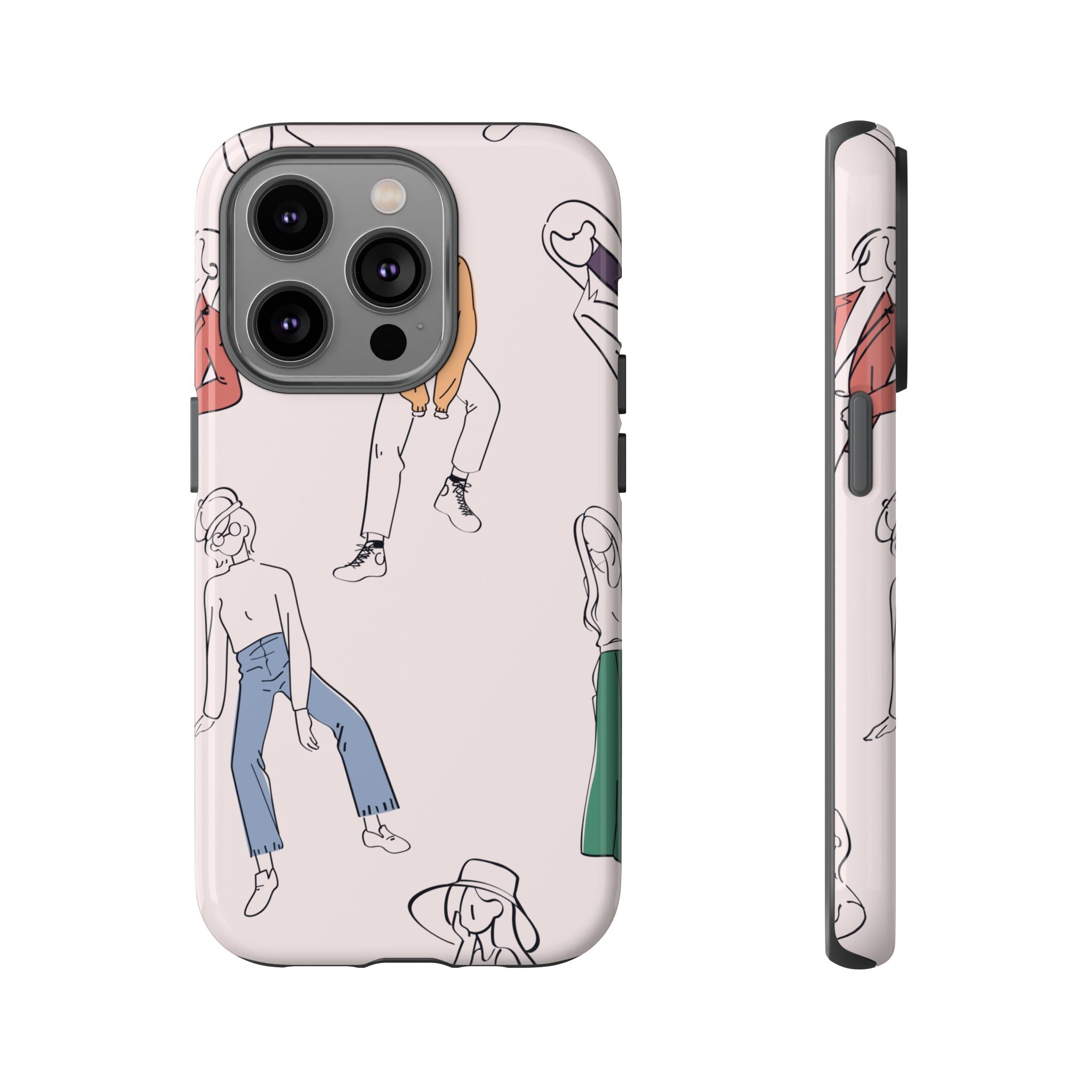 Dancing Women Pattern Phone Case — Chic Pastel Protective Phone Cover