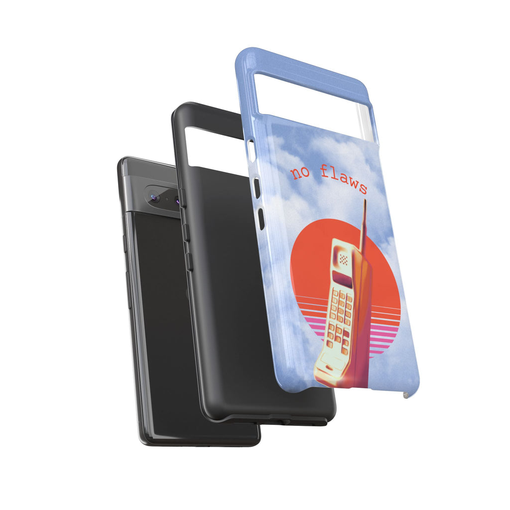 Retro “No Flaws” Phone Tough Case — Vintage 90s Aesthetic Protective Phone Case