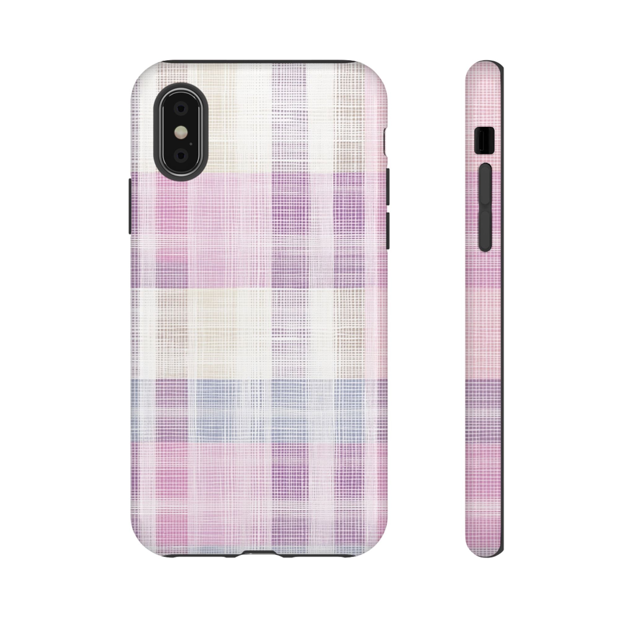 Pink Plaid Phone Case, Trendy Accessories, Birthday, Everyday Use, Tough Cases