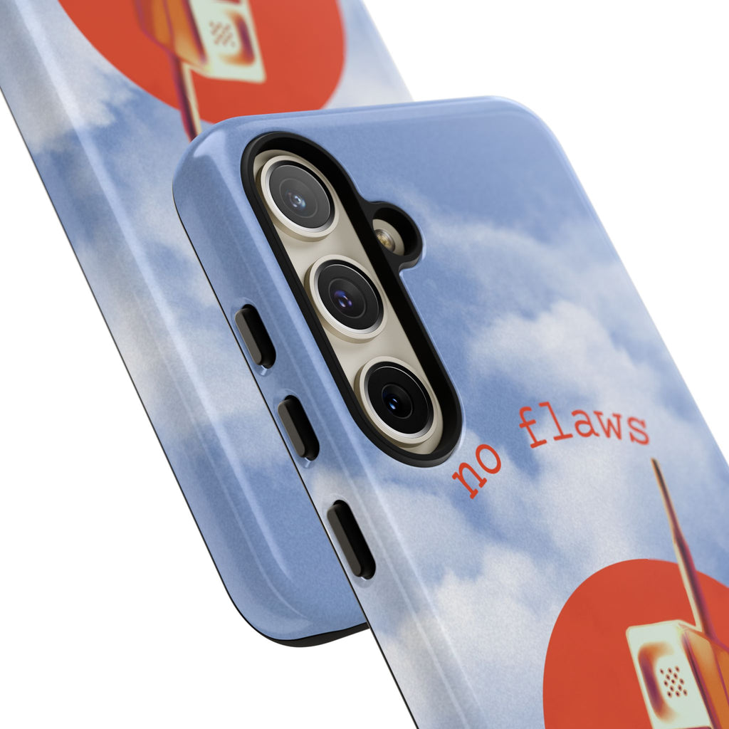 Retro “No Flaws” Phone Tough Case — Vintage 90s Aesthetic Protective Phone Case