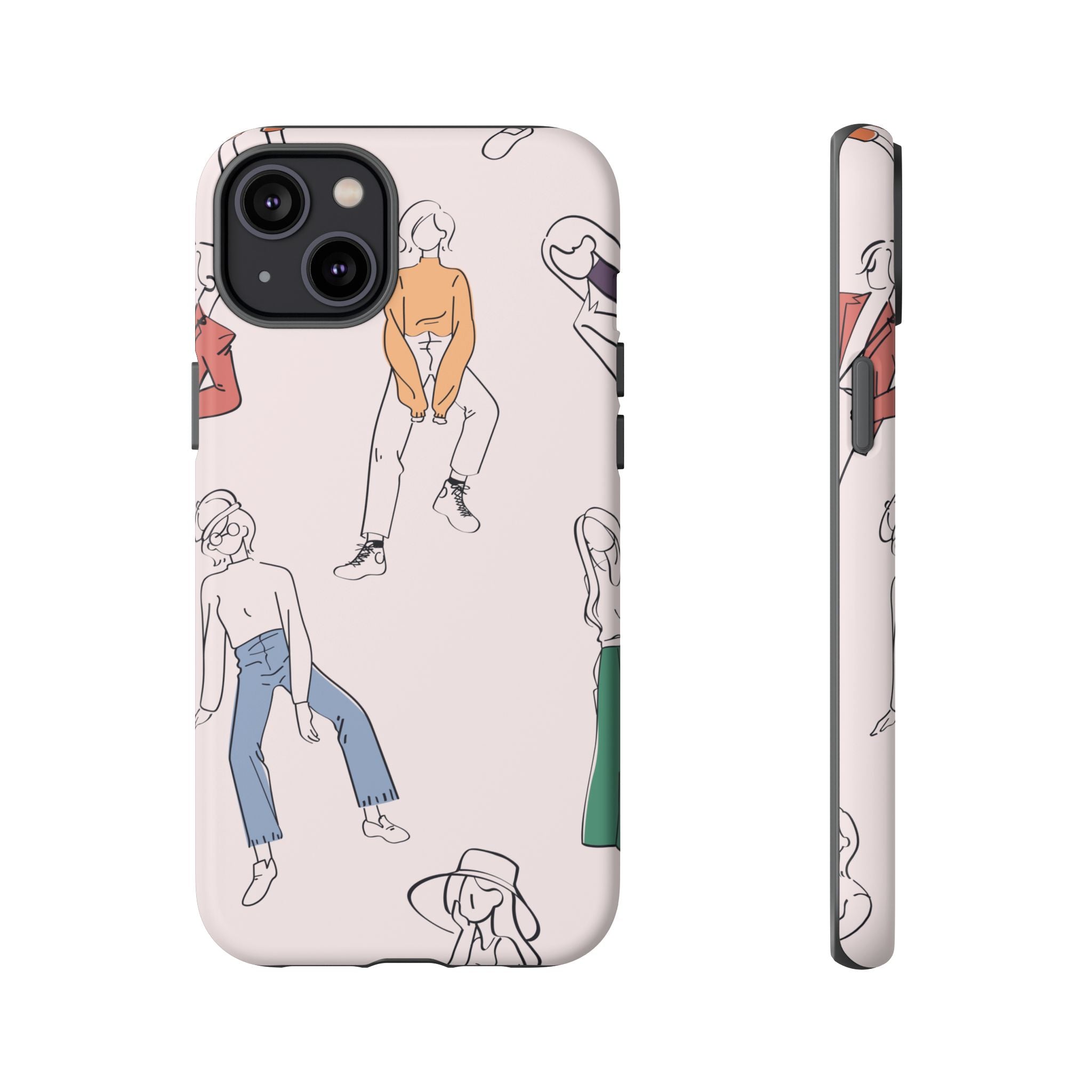 Dancing Women Pattern Phone Case — Chic Pastel Protective Phone Cover