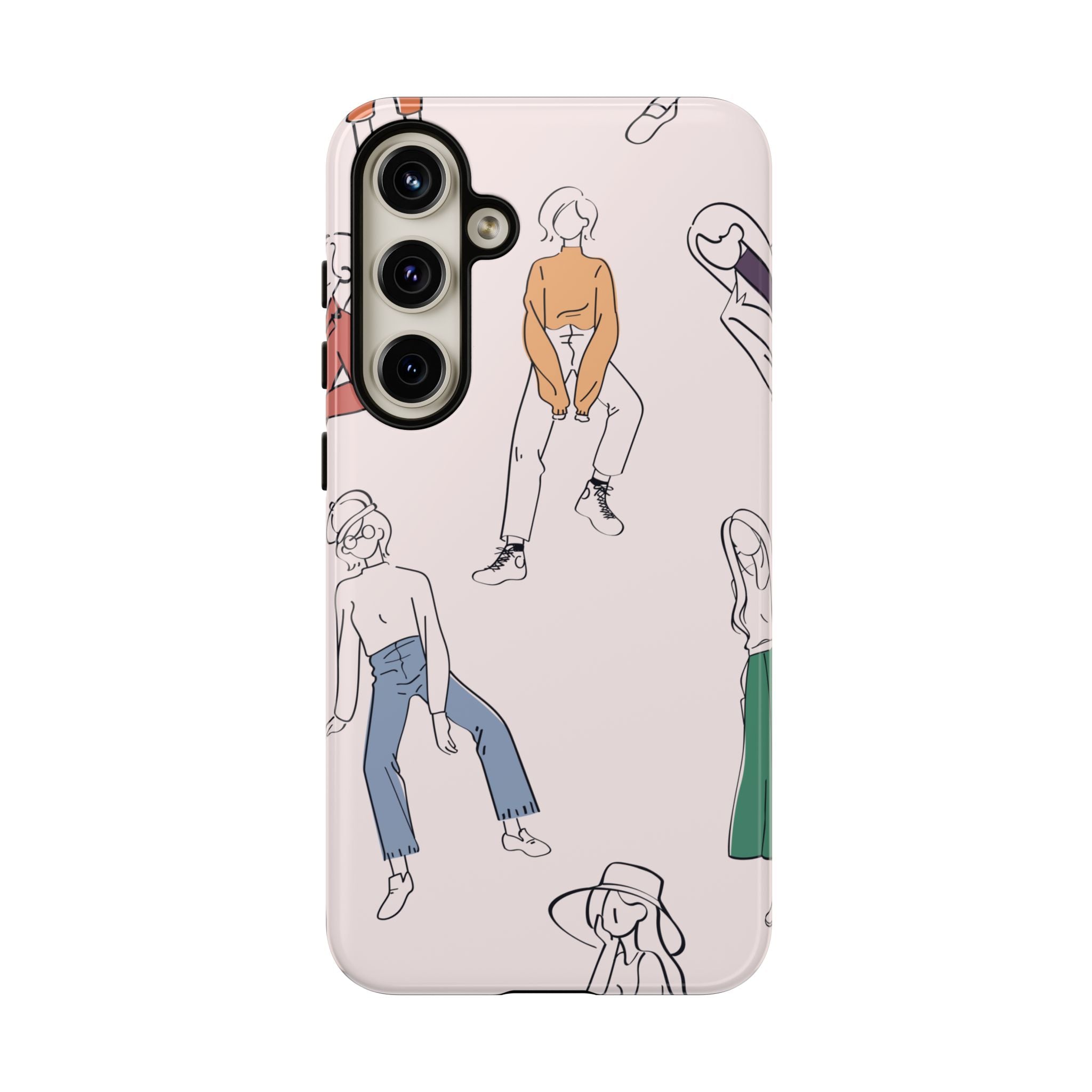 Dancing Women Pattern Phone Case — Chic Pastel Protective Phone Cover