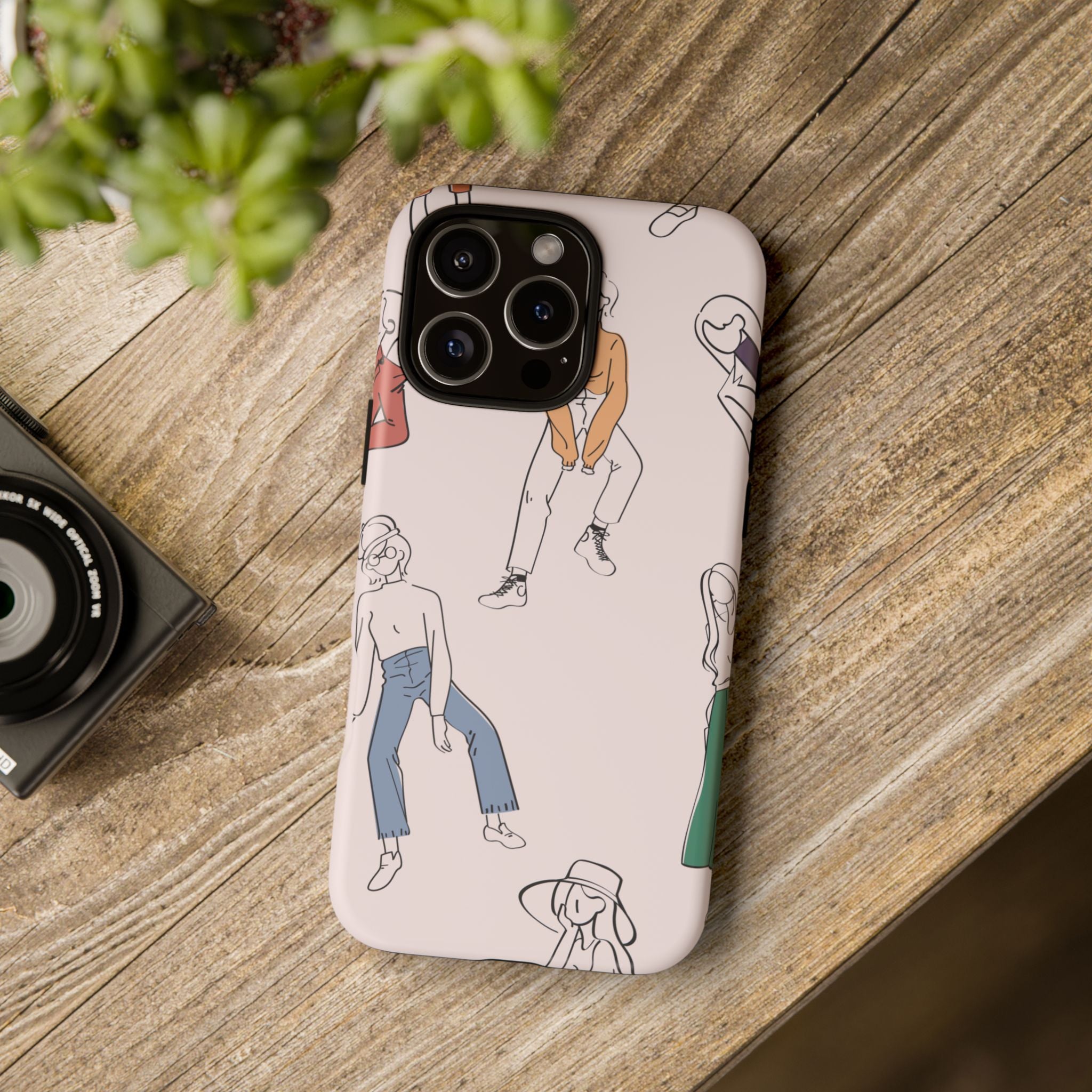 Dancing Women Pattern Phone Case — Chic Pastel Protective Phone Cover