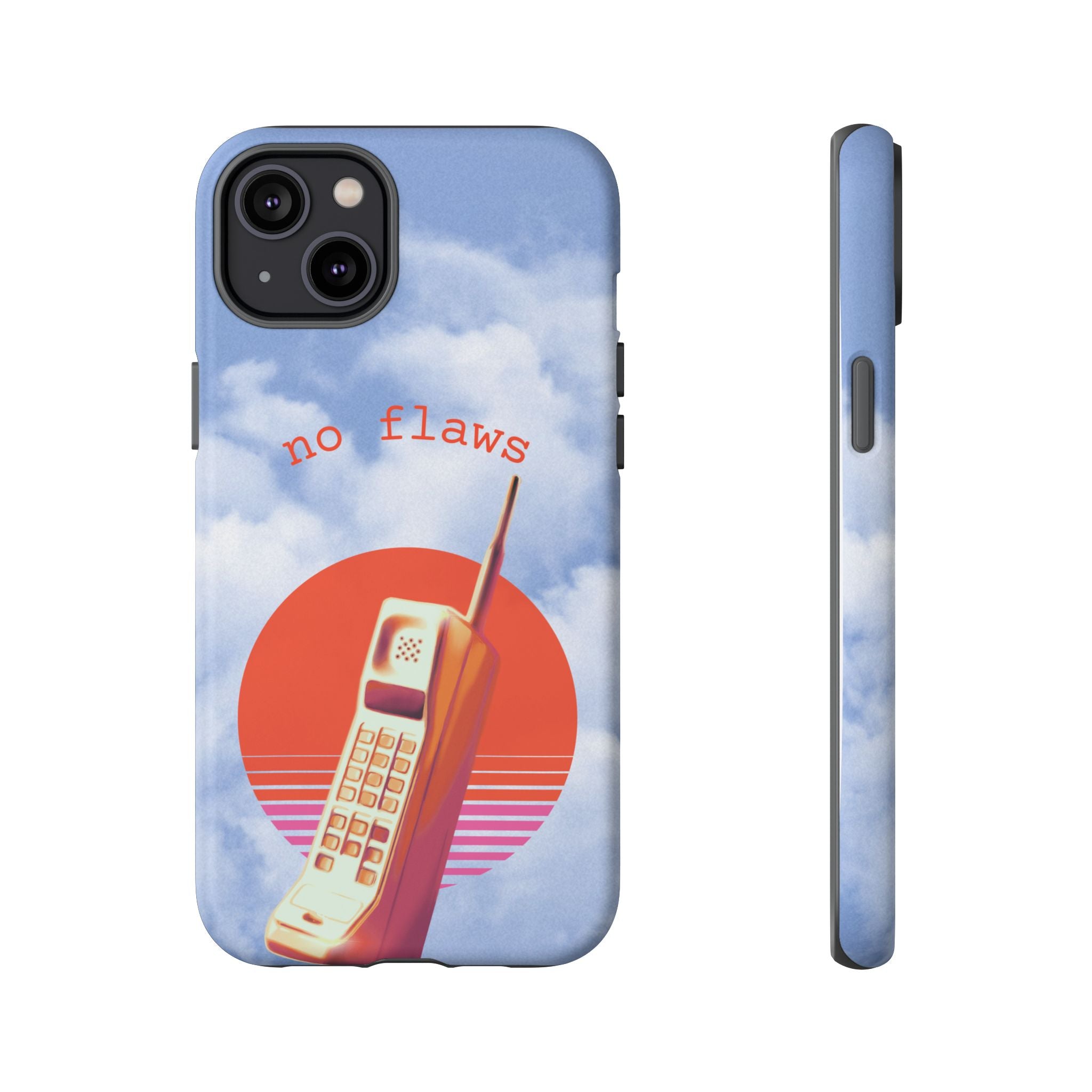 Retro “No Flaws” Phone Tough Case — Vintage 90s Aesthetic Protective Phone Case
