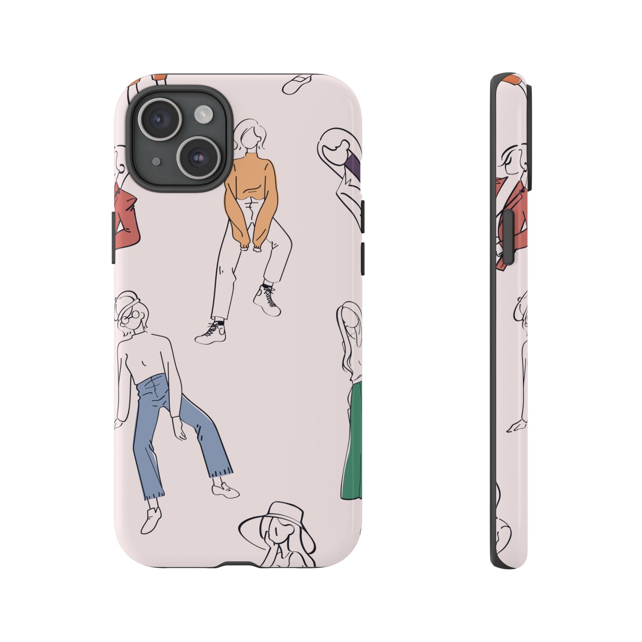 Dancing Women Pattern Phone Case — Chic Pastel Protective Phone Cover