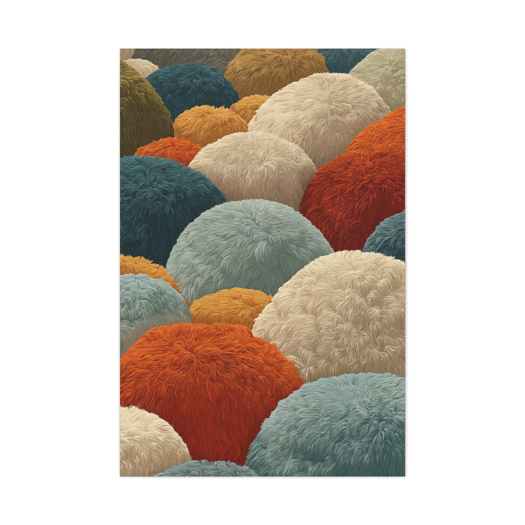 Cozy Pom-Pom Abstract Matte Canvas Art — Textured Colorful Wall Decor