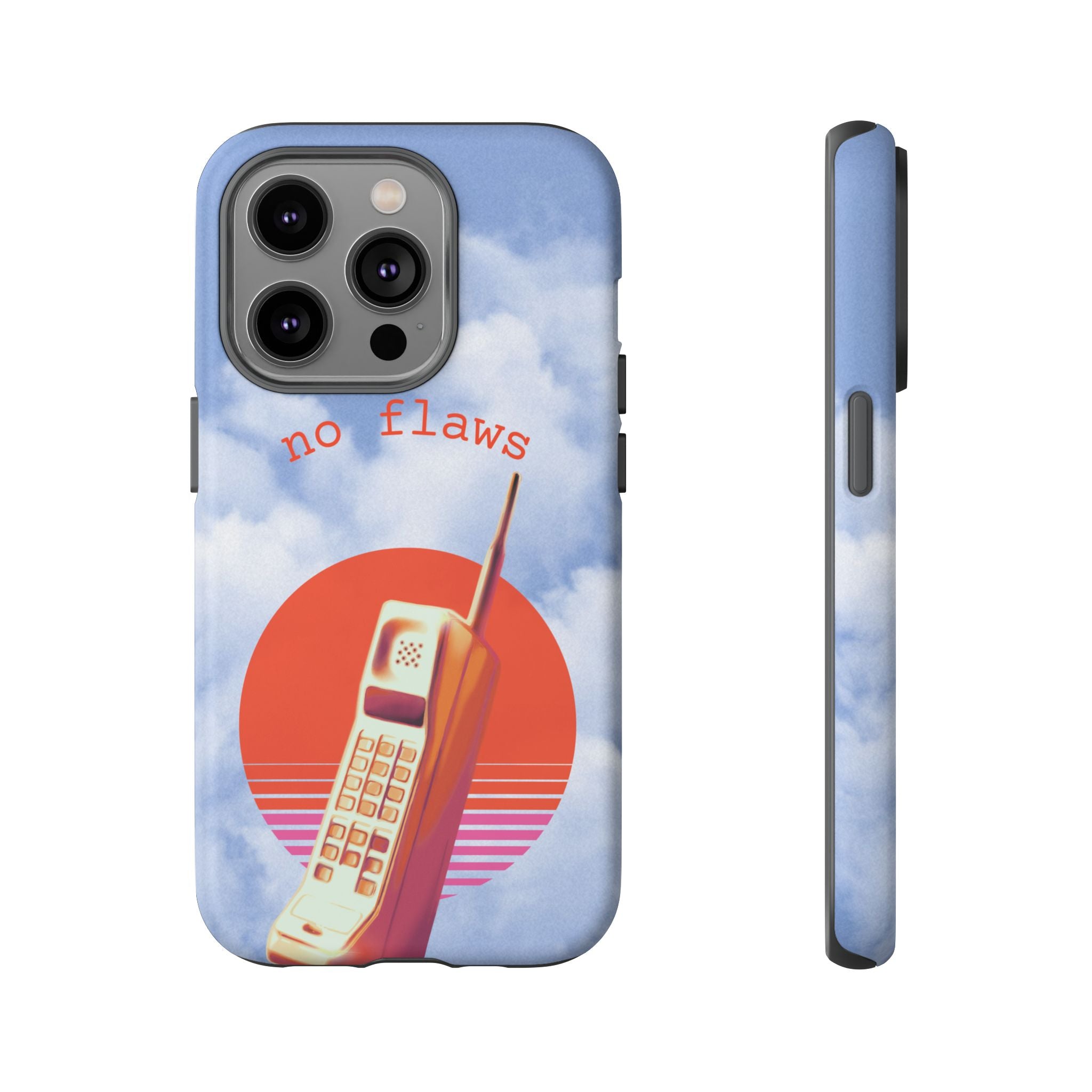 Retro “No Flaws” Phone Tough Case — Vintage 90s Aesthetic Protective Phone Case